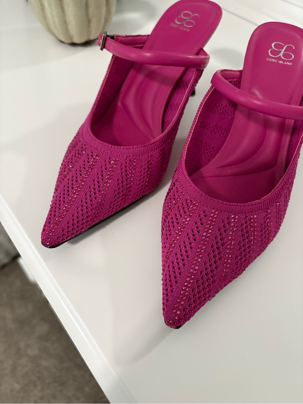 Corky & Co. Fuchsia Pointed-Toe Slingback Mules